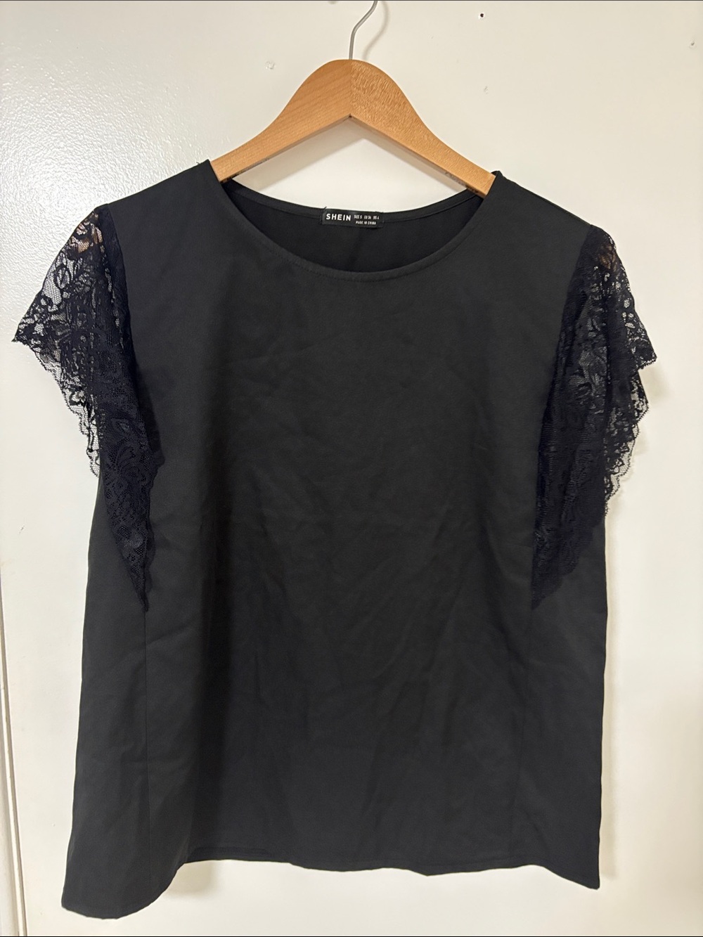 SHEIN Black Lace Sleeve Women's Blouse
